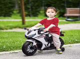 6V Honda Licensed Kids Motorcycle w/ Music, Training Wheels - White T3398P348324
