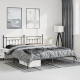 Bed Frame Black Powder-Coated Steel Double Bed Frame 353542