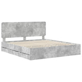 Bed Frame with Drawer Concrete Grey 200 x 200 cm Engineer Wood 3412563