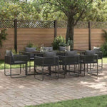Garden Dining Set 9 pcs Black Steel 3335875