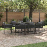 Garden Dining Set 9 pcs Black Steel 3335875