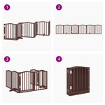 Dog Gate with Door Foldable 6 Panels Brown Oak 300 cm Poplar Wood 352229