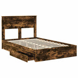 Storage Bed with Drawer Smoked Oak 135 x 190 cm Engineered Wood 3409921
