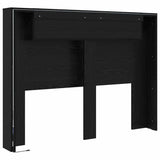 Headboard Cabinet with Shelf Black oak Engineered wood 879630