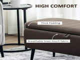 Linen-Look 92 x 31cm Storage Ottoman - Dark Brown T3398P377976