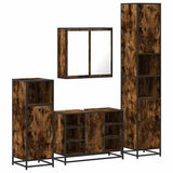 4 Piece Bathroom Furniture Set Smoked Oak Engineered Wood 3301212