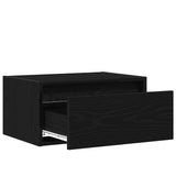 Wall-mounted Bedside Cabinet with LED Lights Black Oak 860213