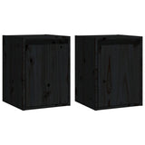 Wall Cabinets 2 pcs Black 30x30x40 cm Solid Wood Pine 813484