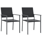 Garden Chair Set of 2 Black PE rattan, powder-coated steel 364098