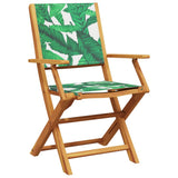Folding Garden Chairs 4 pcs Green Fabric and Solid Wood 3214586