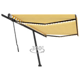 Manual Retractable Awning with LED 500x350 cm Yellow and White 3069863