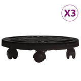 Plant Trolleys with Wheels 3 pcs Diameter 30 cm Black 170 kg 3143916
