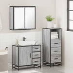 ZNTS 3 Piece Bathroom Furniture Set Grey Sonoma Engineered Wood 3301018