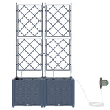 Garden Planter 2 pcs Grey 80 x 40 x 142 cm Plastic 42002874