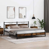 Metal Bed Frame without Mattress Smoked Oak 200x200 cm 3325112
