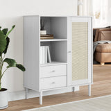 Highboard SENJA Rattan Look White 90x40x112 cm Solid Wood Pine 358056
