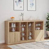 Sideboard with LED Lights Sonoma Oak 202x37x100 cm 3209186
