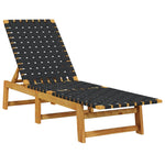 ZNTS Sun Loungers 2 pcs with Table Black Solid Wood Acacia 3214216