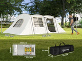4 Man Tunnel Tent, Family Camping Tent with Porch, Bedroom and Living Area, Sewn in Groundsheet, T3398P349073