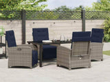 Garden Dining Set with Cushion 5 pcs Grey Poly Rattan 3380360
