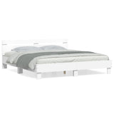 Bed Frame White Engineered Wood, Plywood Super King Modern 3207399