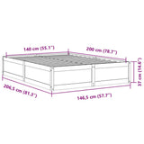 Bed Frame without Mattress Wax Brown 140x200 cm Solid Wood Pine 3282377