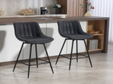 Set of 2 PU Leather Swivel Bar Stools - Black T3398P423888