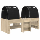 Bed with Tunnel 3 pcs Sonoma and Black Engineered Wood 3423580