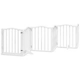 Dog Gate with Door Foldable 6 Panels White 300 cm Poplar Wood 352213