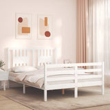 Bed Frame without Mattress White Double Solid Wood 3194547