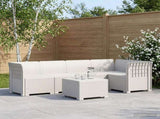 5-Seater Garden Sofa Rattan Look PP White 3444068
