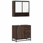 ZNTS 2 Piece Bathroom Furniture Set Brown Oak Engineered Wood 3300929