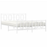 Metal Bed Frame without Mattress with Footboard White 150x200cm 374310