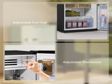 Under Counter Fridge, 85L Small Retro Refrigerator with Chiller Box, Adjustable Thermostat, Glass T3398P342470