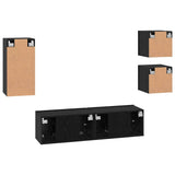 TV Cabinet Set Wall-mounted 5 pcs Black Oak Engineered Wood 3393349