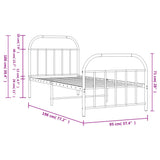 Metal Bed Frame without Mattress with Footboard White 90x190cm 353694