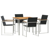 Garden Dining Set 5 pcs Solid Teak Wood and Stainless Steel 3334830