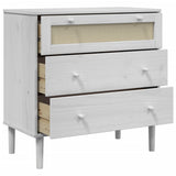 Drawer Cabinet SENJA Rattan Look White 80x40x80 cm Solid Wood Pine 358023