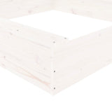 Sandbox with Seats White Square Solid Wood Pine 825031