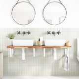 Basin Shelf Wall Mounted Steel and Solid Wood Acacia 3302870