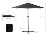 2m Half Parasol Market Umbrella Garden Balcony Parasol with Crank Handle, Base, Double-Sided Canopy, T3398P323832