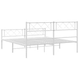 Metal Bed Frame without Mattress with Footboard White 150x200cm 372346