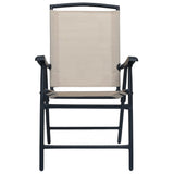 Chair Set of 2 Cream Textilene, Steel Standard Foldable Chair 47924