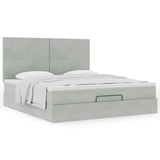 ZNTS Ottoman Bed with Mattresses Light Grey 160x200cm Velvet 3313409