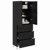 Highboard with Drawer 2 pcs Black Oak Engineered Wood and Glass 3416232