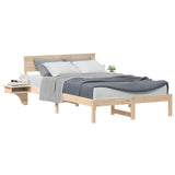 Bed Frame with Headboard Brown 135 x 190 cm Solid Pine Wood 873454
