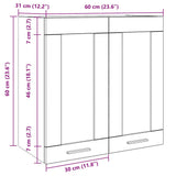 Kitchen Wall Cabinet Lyon with Glass Door Old Wood 60x31x60 cm 856167