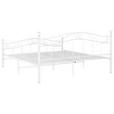 Bed Frame White Powder-coated metal Double Durable Bed Frame 324998