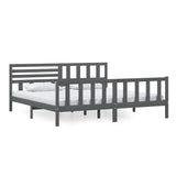 3101175 Bed Frame without Mattress Grey Solid Wood 200x200 cm