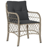 Garden Chairs with Cushions 2 pcs Light Grey Poly Rattan 365158